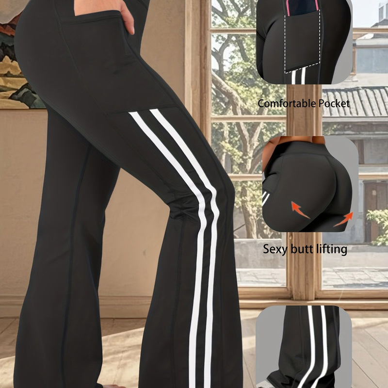 Plus-Size Women's Side Stripe Pocket Flared Pants.