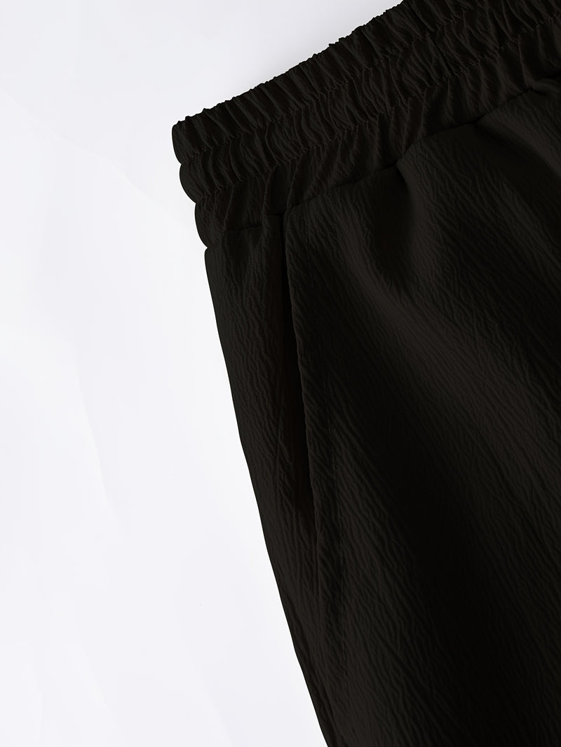 2pcs Men's Casual Short-sleeve Lapel Shirt and Trousers Set.