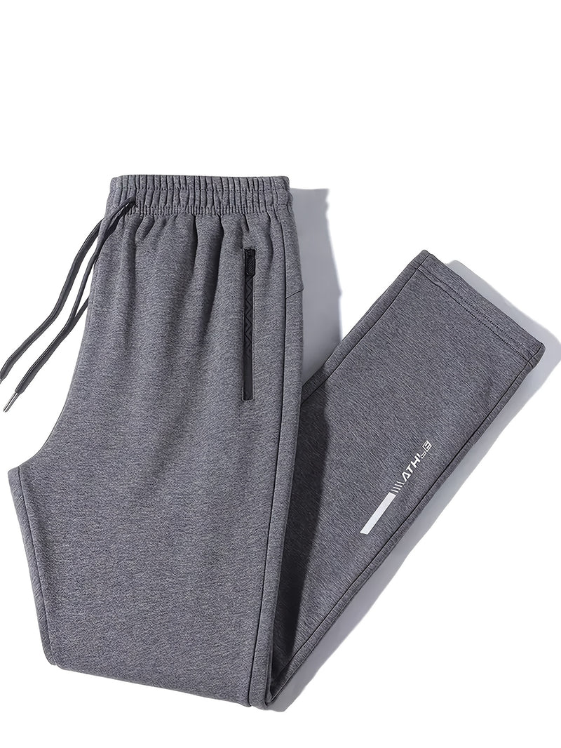 2pcs Men's Straight-Leg Jogger Pants with Zipper.