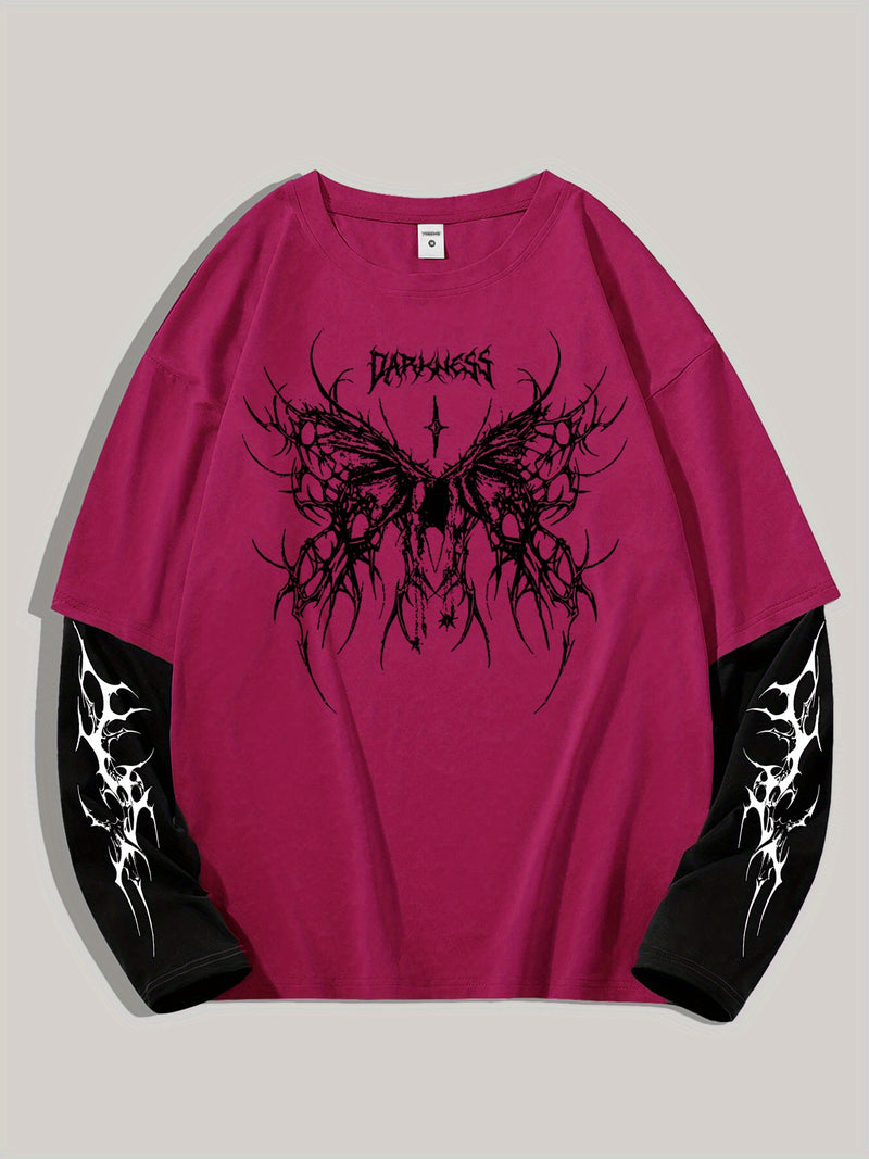 Men's High Street Hip-Hop Dark Style Print T-Shirt.