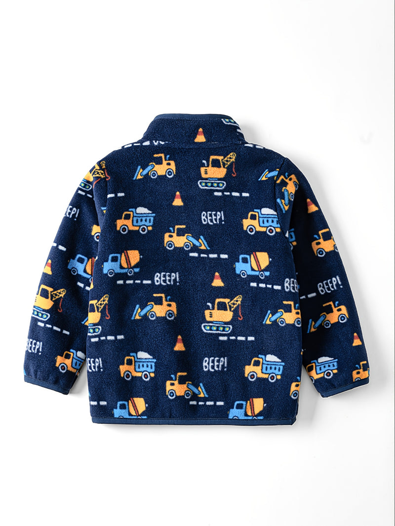 Boys' Cartoon Dinosaur Print Fleece Jacket Autumn/Winter.