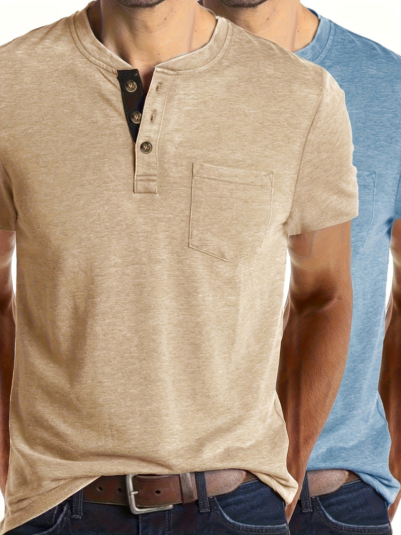 2pcs Set of Stylish Short-Sleeve T-Shirts for Men.