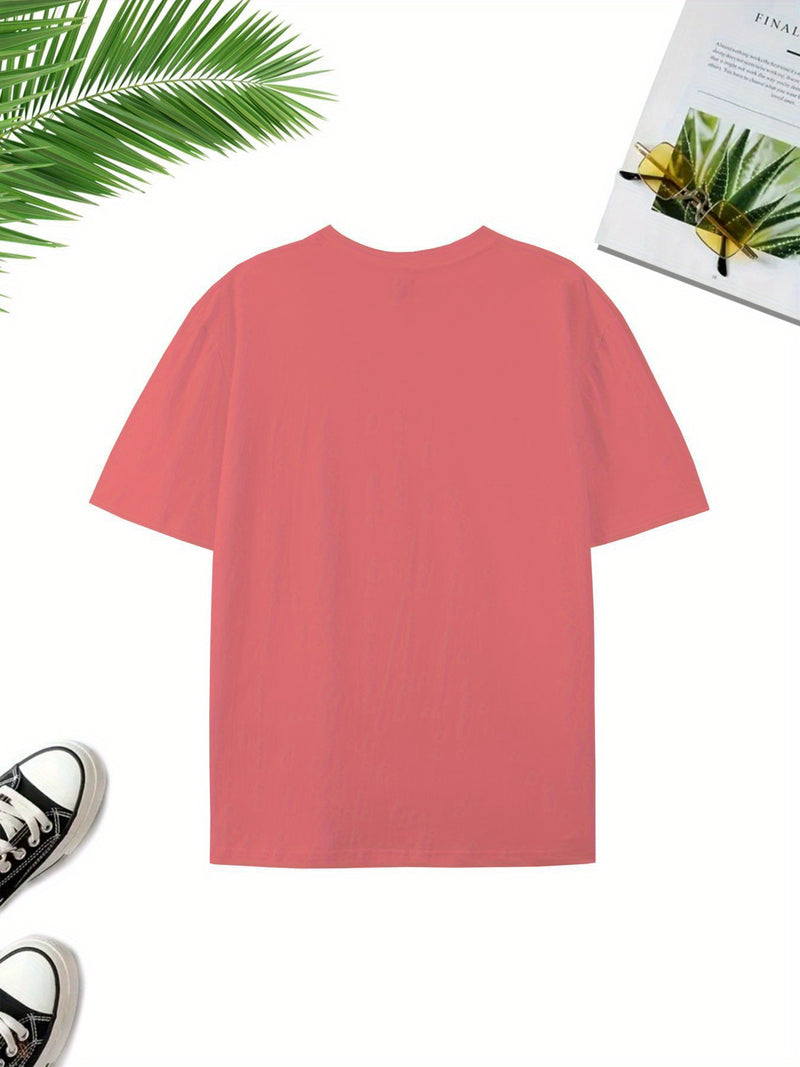 Men's Casual Versatile Trendy Round Neck Heavyweight Cotton T-Shirt.
