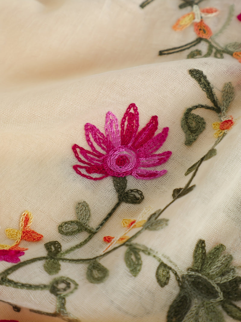Women's Floral Embroidered Scarf Shawl.
