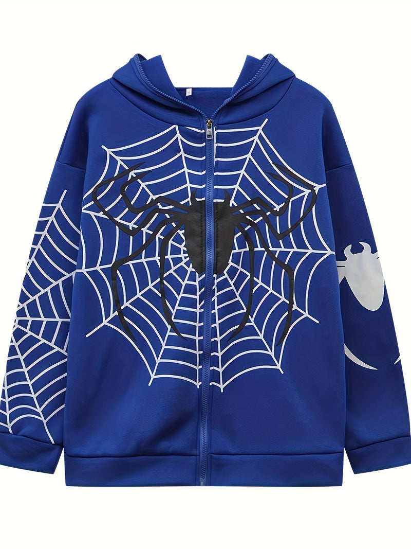 2026 Spring Spider Web Zipper Hoodie Women'S Casual Trendy.