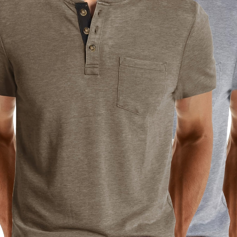2pcs Set of Stylish Short-Sleeve T-Shirts for Men.