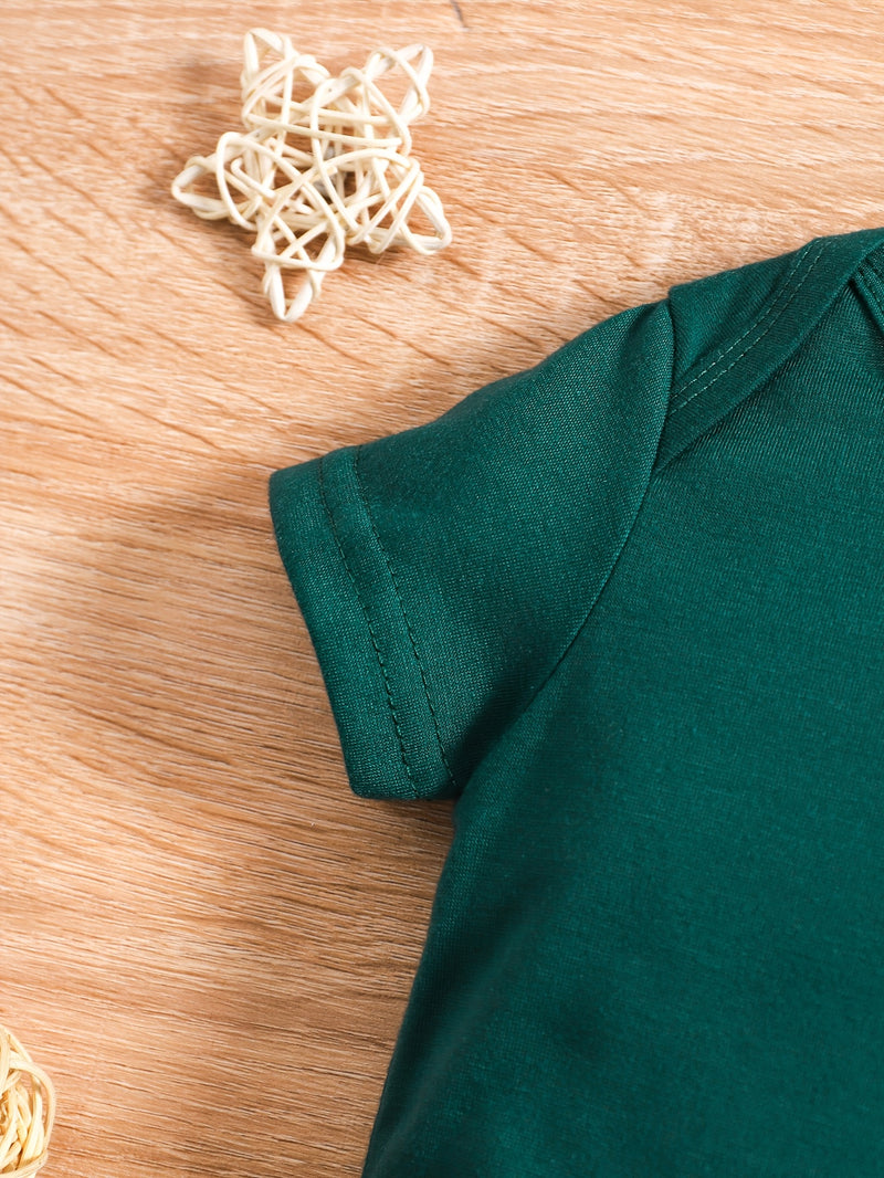 Baby Boy Summer Short-Sleeved Cartoon "Little Turtle" Print Romper, for Outdoor.