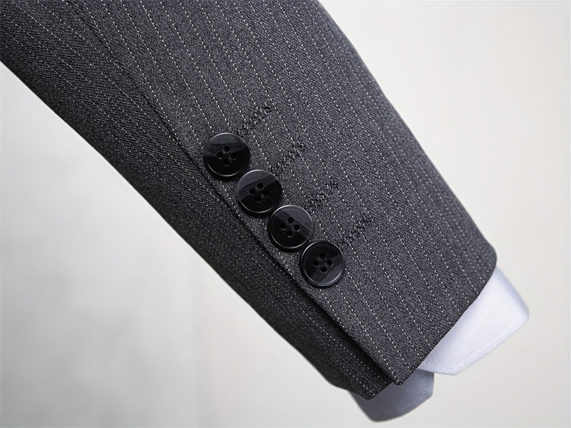 Men's Double-Breasted Suit Set, Casual Formal Wear.
