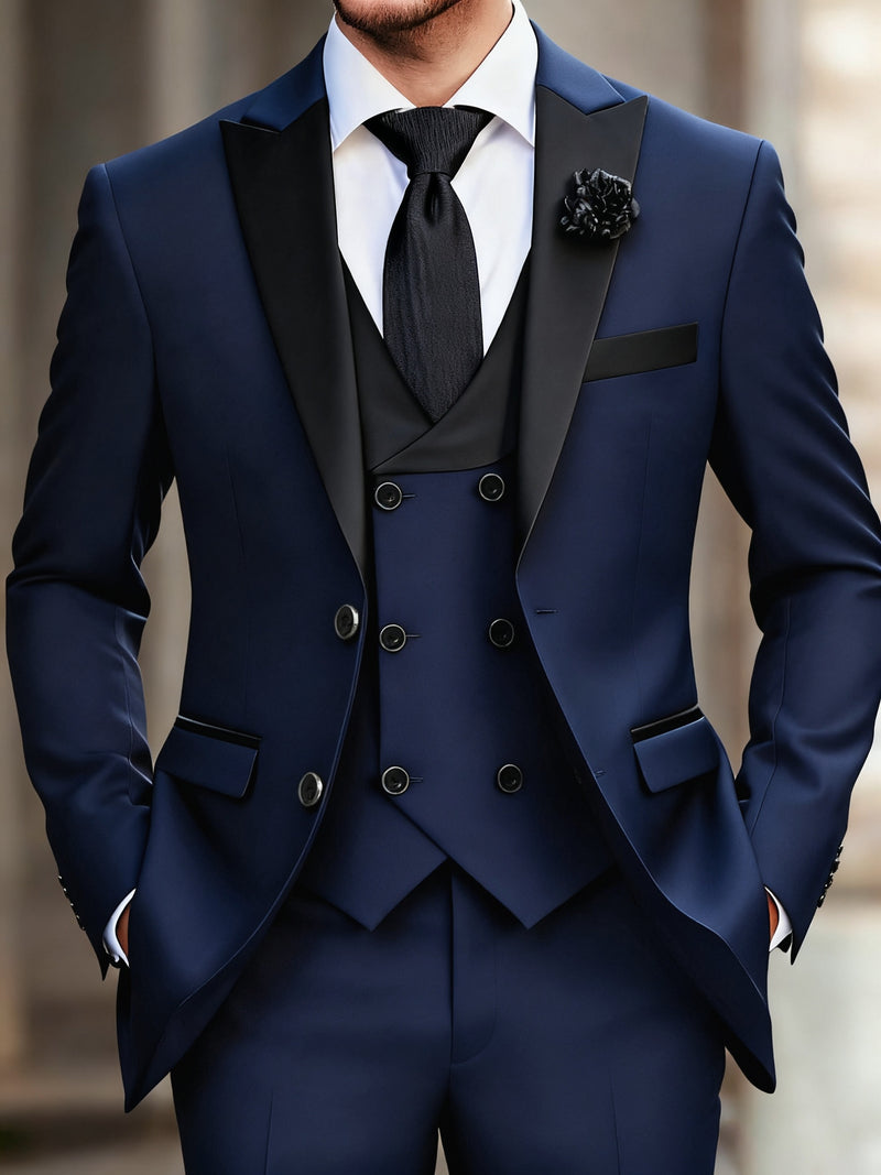 Men's 3pcs Suit Set, Including a Blazer, Vest, And Trousers.
