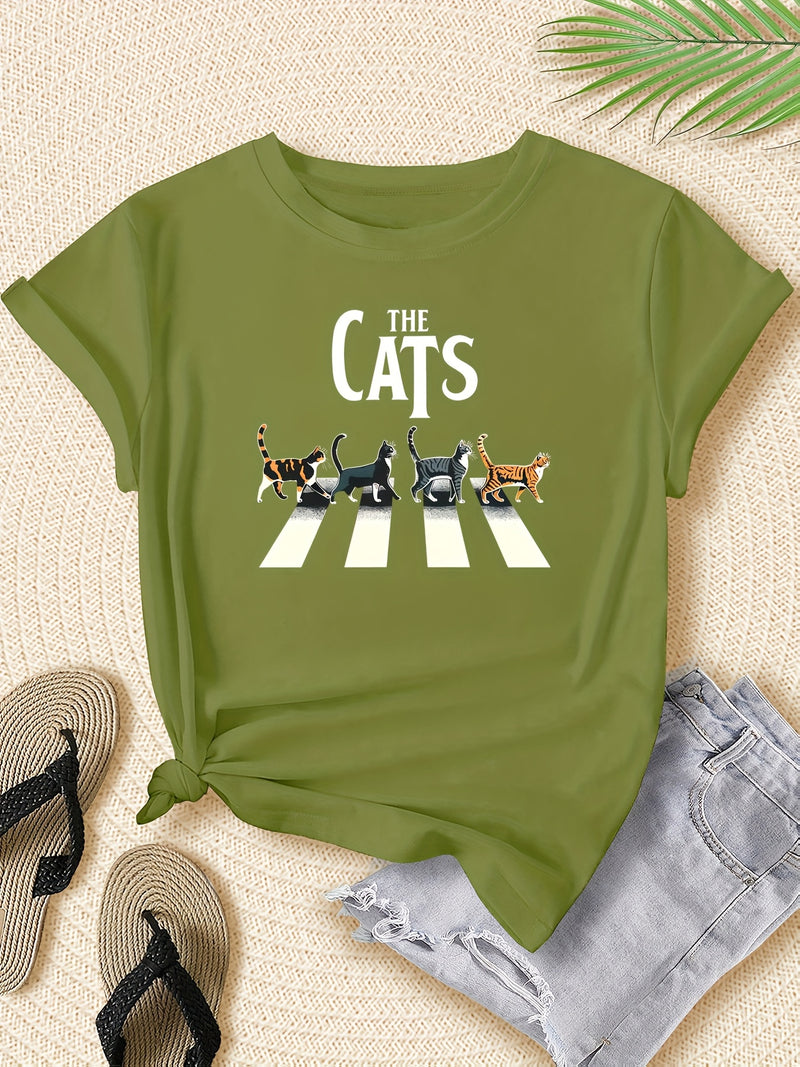 Plus Size Women's "The Cats" Graphic T-Shirt.