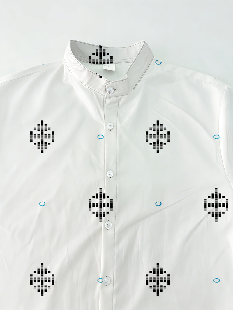 2pcs Set Geometric Pattern for Man Long-sleeve Shirt and Sweatpants Set.