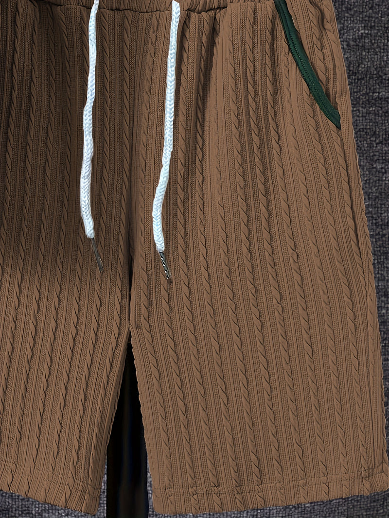 Men'S Casual Fashion Set Featuring a Top And Shorts.