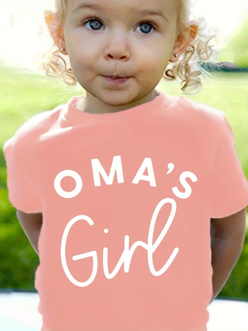 OMA's GIRL Print Tee Girls' Casual & Trendy Crew Neck Short Sleeve.