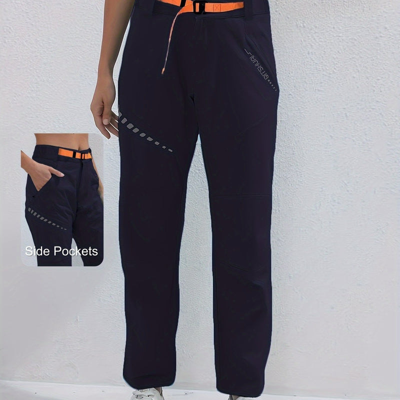 Women's Sports Long Pants, Stretchy Fitted Design with Adjustable Elastic.