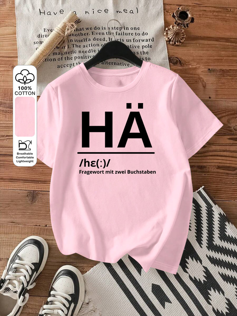 Women's Fashion Letter Print Round Neck Short Sleeve T-Shirt.