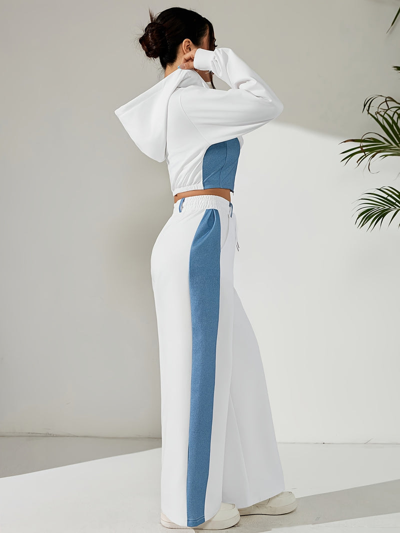 Women's Casual Elegant Straight-Leg Pants Spliced Suit.