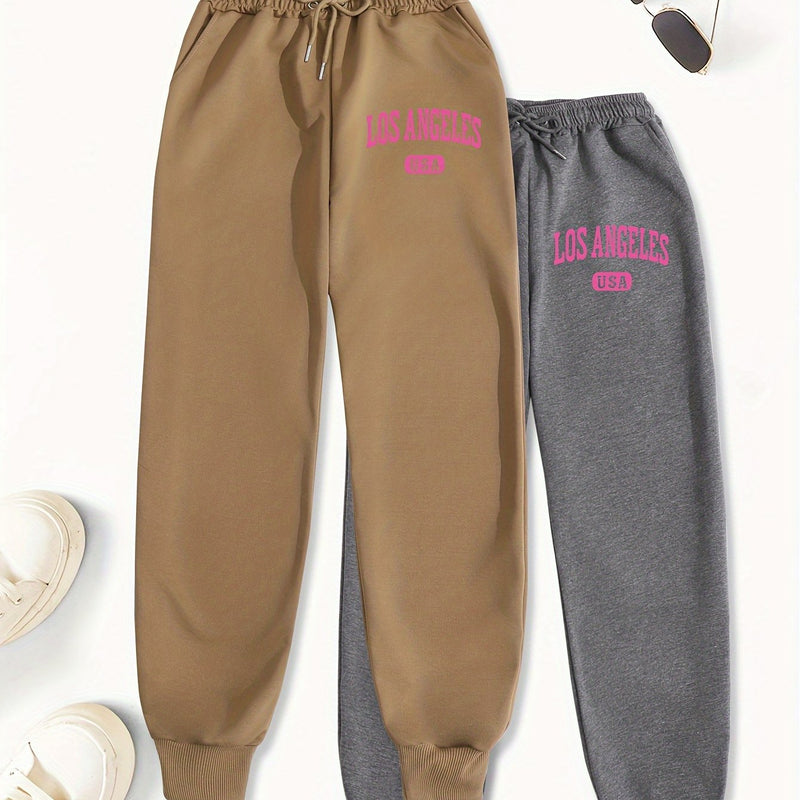 Women's Two-Piece Outfit Featuring Pants with a Letter Print.