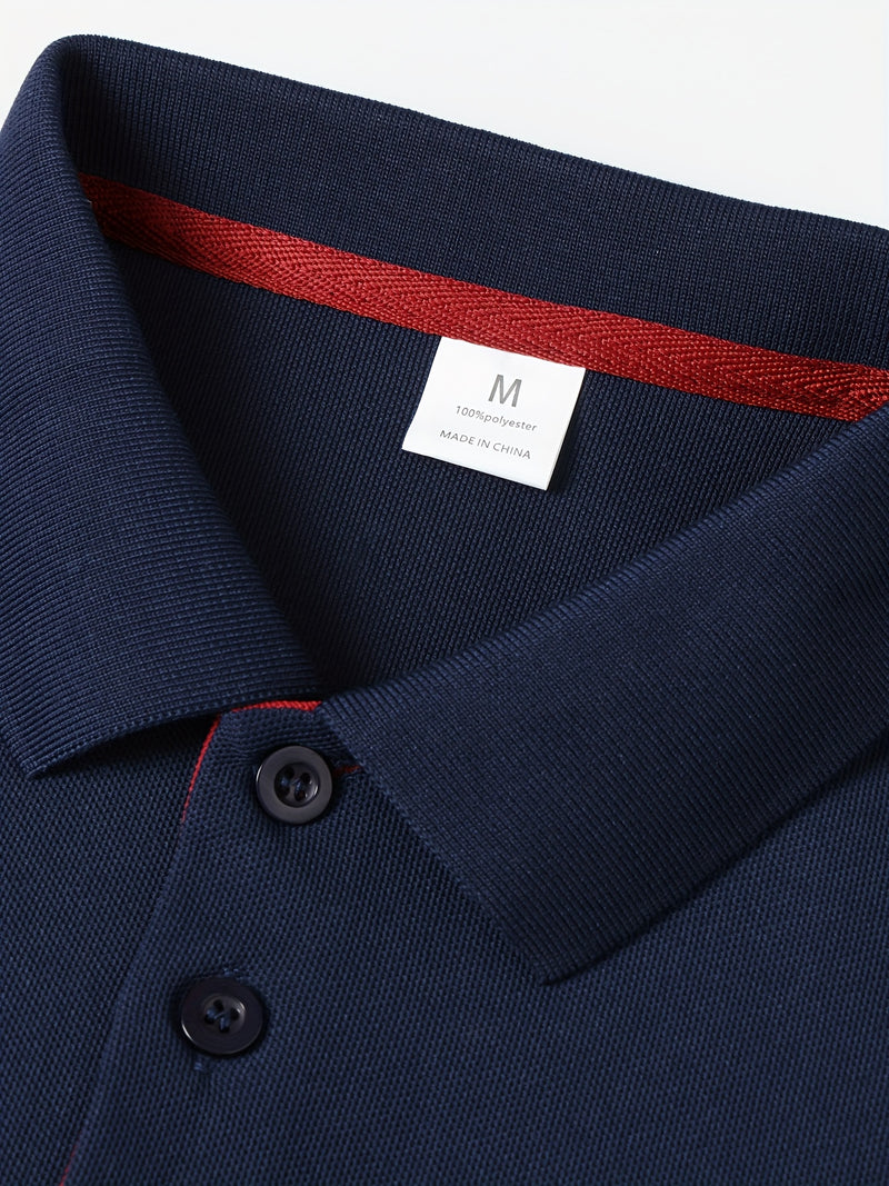 Men's Outdoor Golf and Equestrian Lapel Polo Shirt, Long Sleeve.