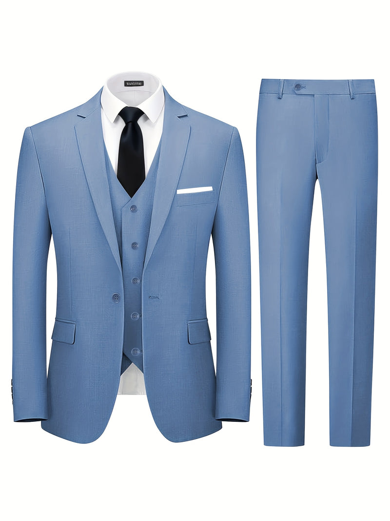 Men's 3pcs Regular Casual Business Suit Set Including Jacket.