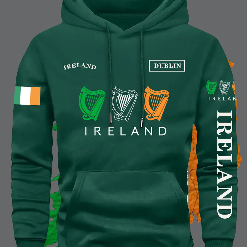 Men's Brown Ireland Flag Graphic Hoodie.