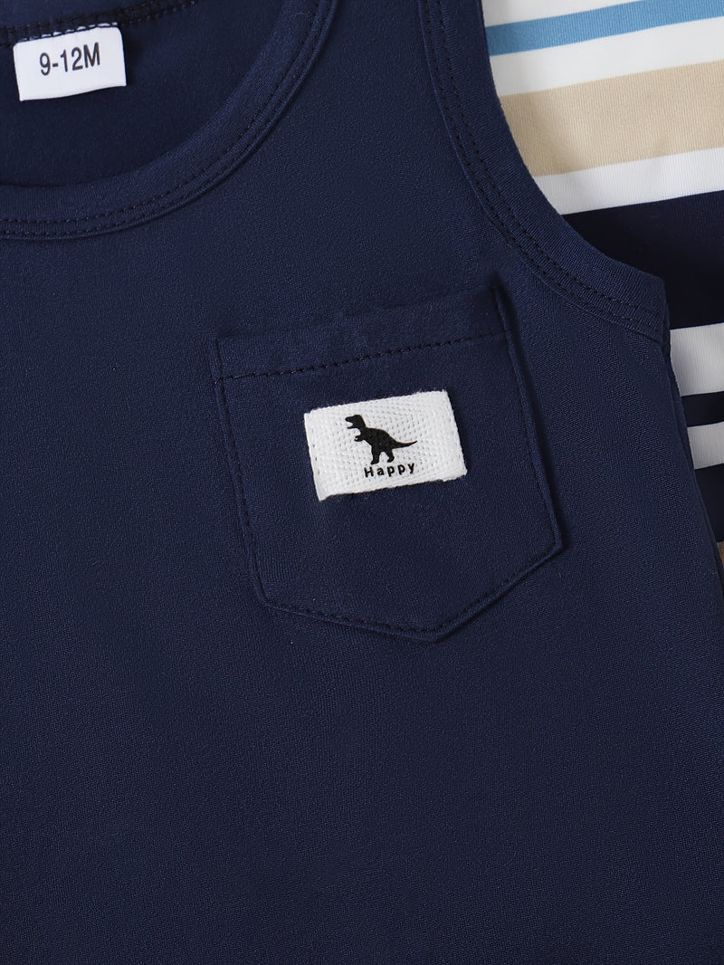 6pcs baby boy summer casual simple handsome vest shorts multi-piece set.