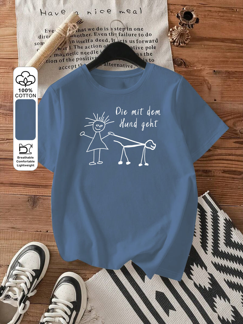 Women's Fashion Printed Round Neck Short Sleeve T-Shirt.