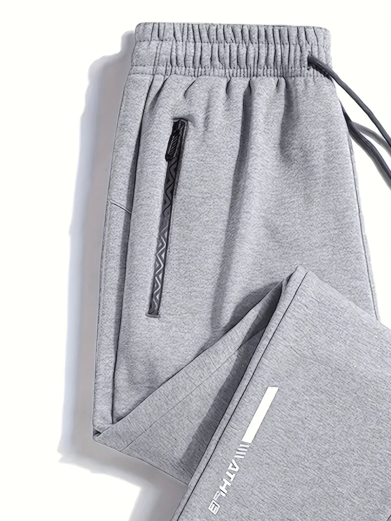 2pcs Men's Straight-Leg Jogger Pants with Zipper.
