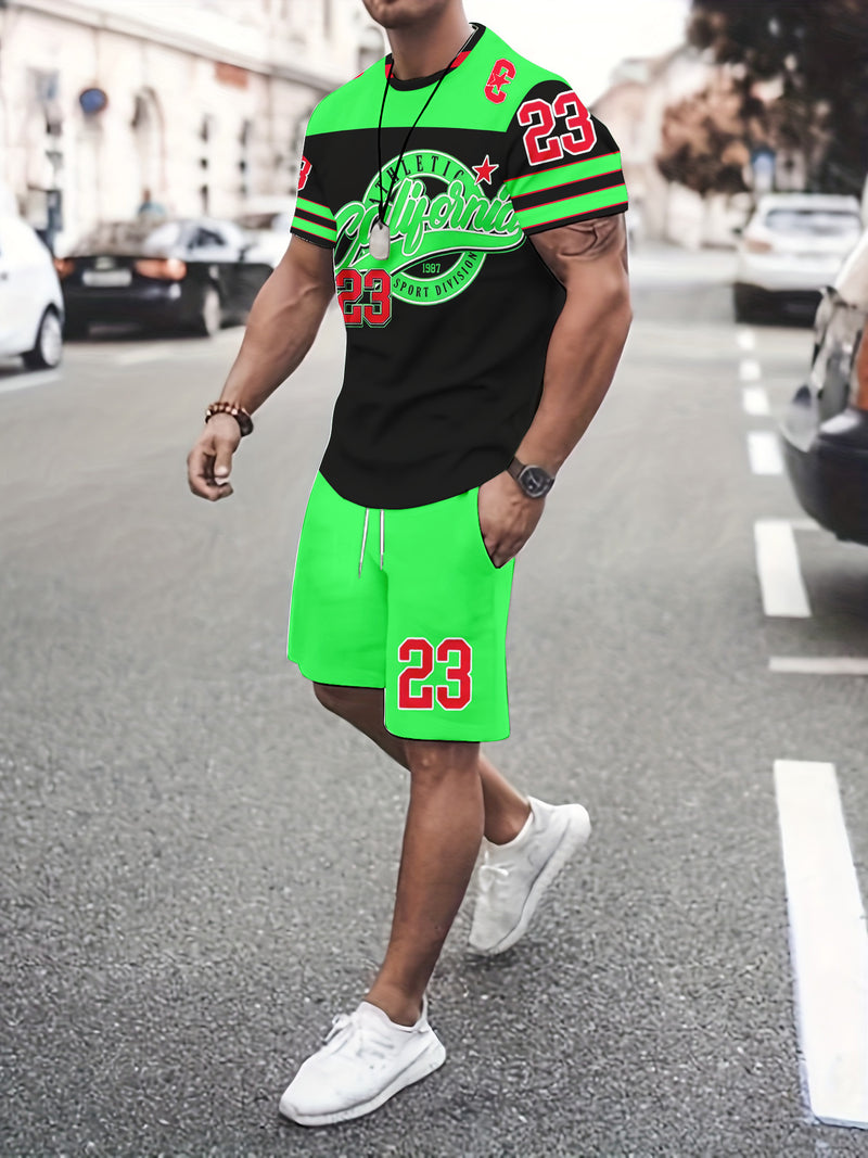 Casual Shorts Men's Trendy 2pcs Set.