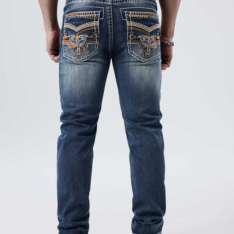 Men's Slim-Fit Straight-Leg Stretch Denim Jeans.