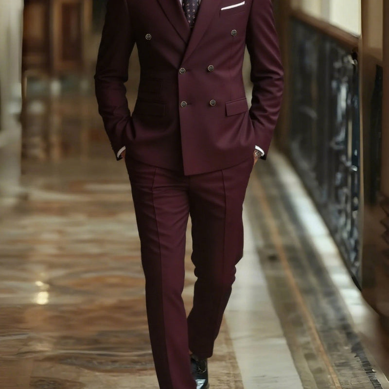 2pcs Men's Slim-Fit Black Suit Set.