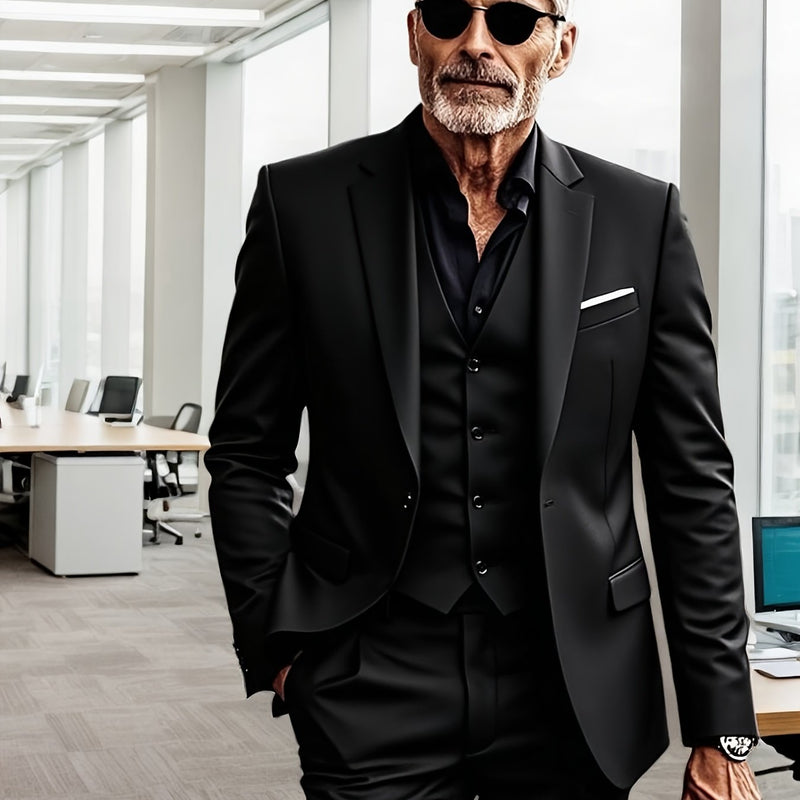 Men's 3pcs Suit- Slim Fit Tuxedo Set for Weddings& Formal Occasions.