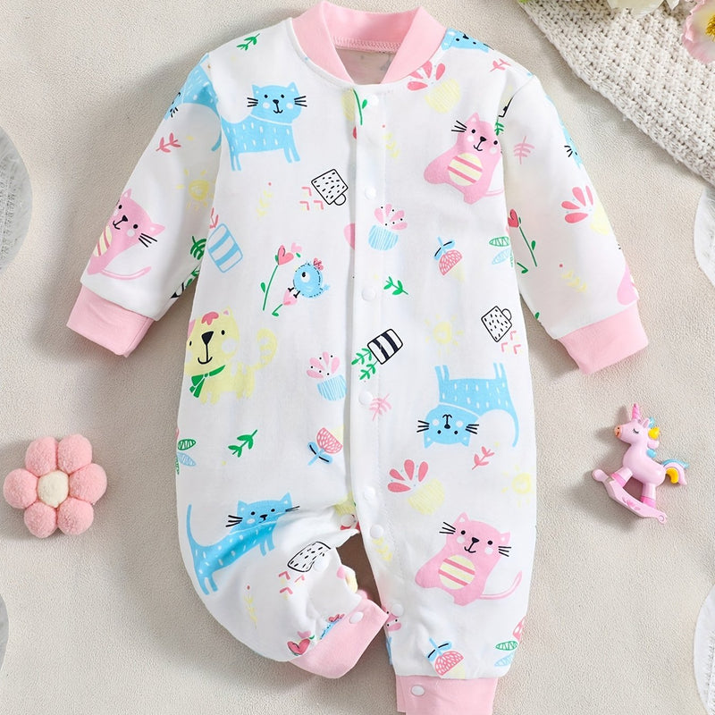 1pc Long Sleeve Knitted Bodysuit with Full Print.