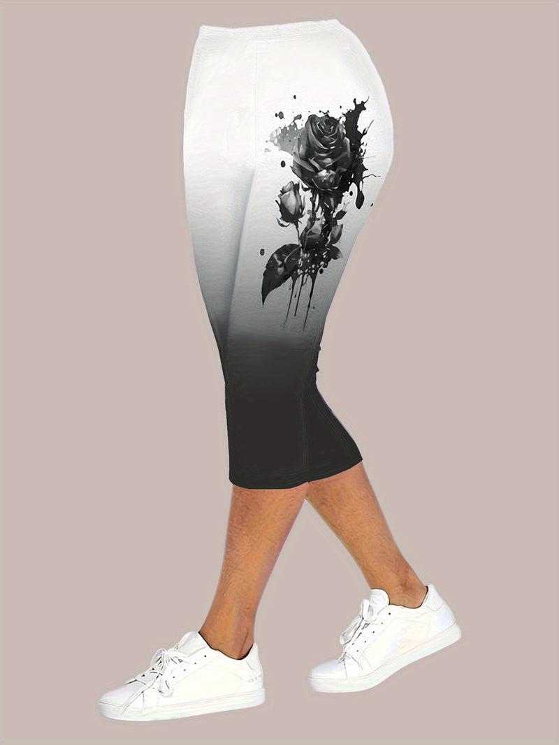 Women’s Off-Shoulder Top with Butterfly Print And Three-Quarter Pants.