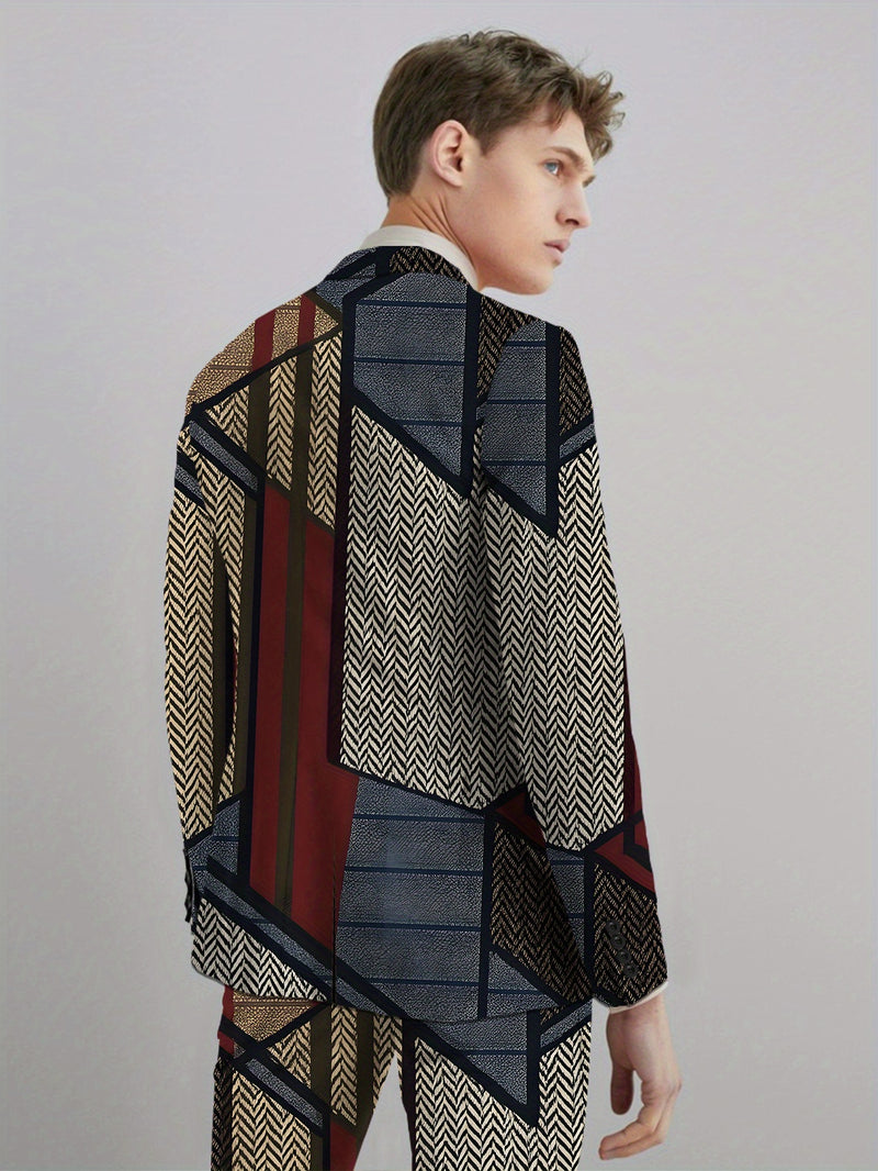 Men'S Plus-Size Suit Set Featuring a Blazer And Trousers.