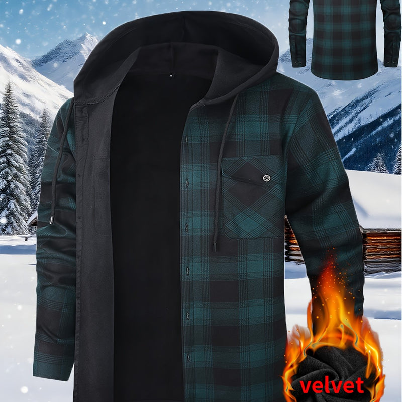 Men's Plush Flannel Shirt Jacket.