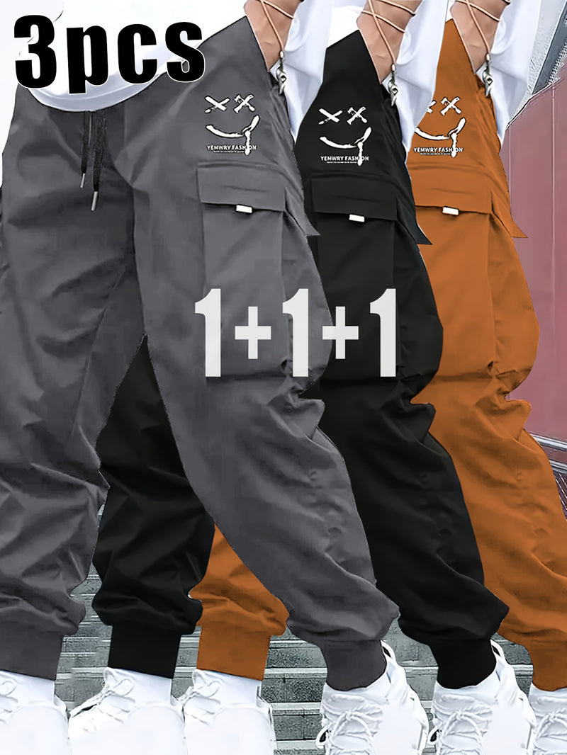 3pcs Men's Heavy-Duty Work Pants.