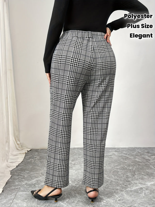 1pc Elegant Plus Size Women's Straight Leg Pants.