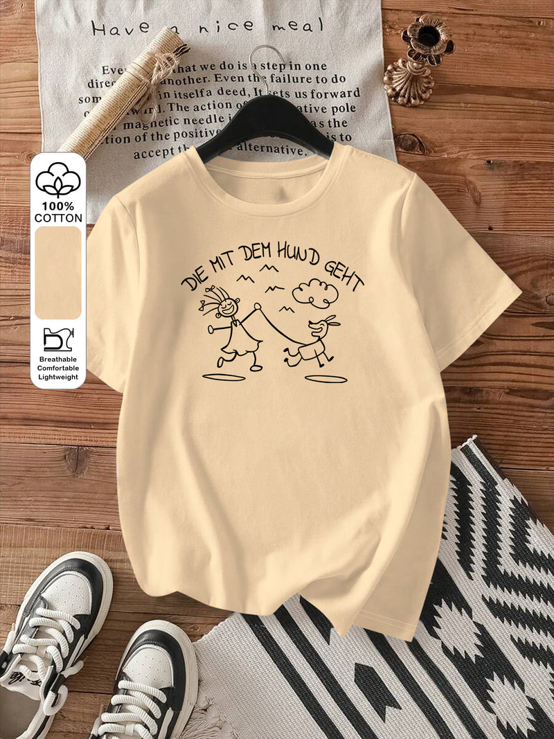 Women's Stylish Printed Round Neck Short Sleeve T-Shirt.