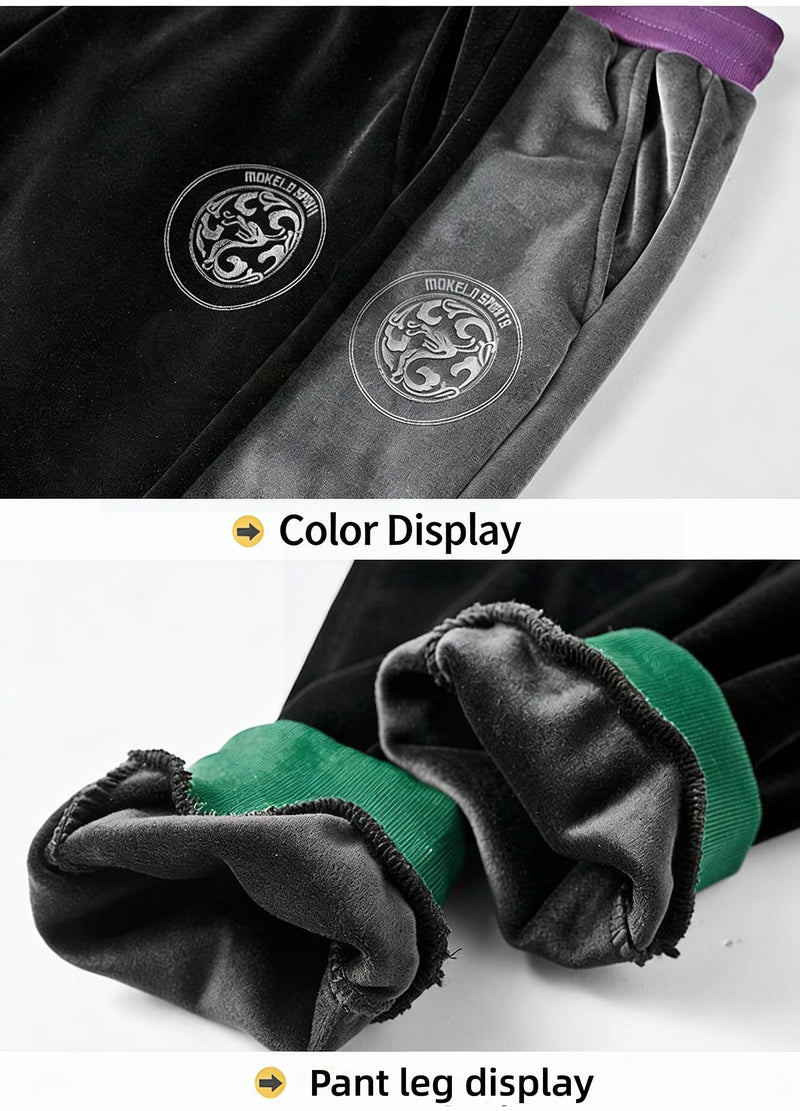 Student Fashion Velvet Sports Suit Men Premium Plush Casual Jacket Pants 2pcs.