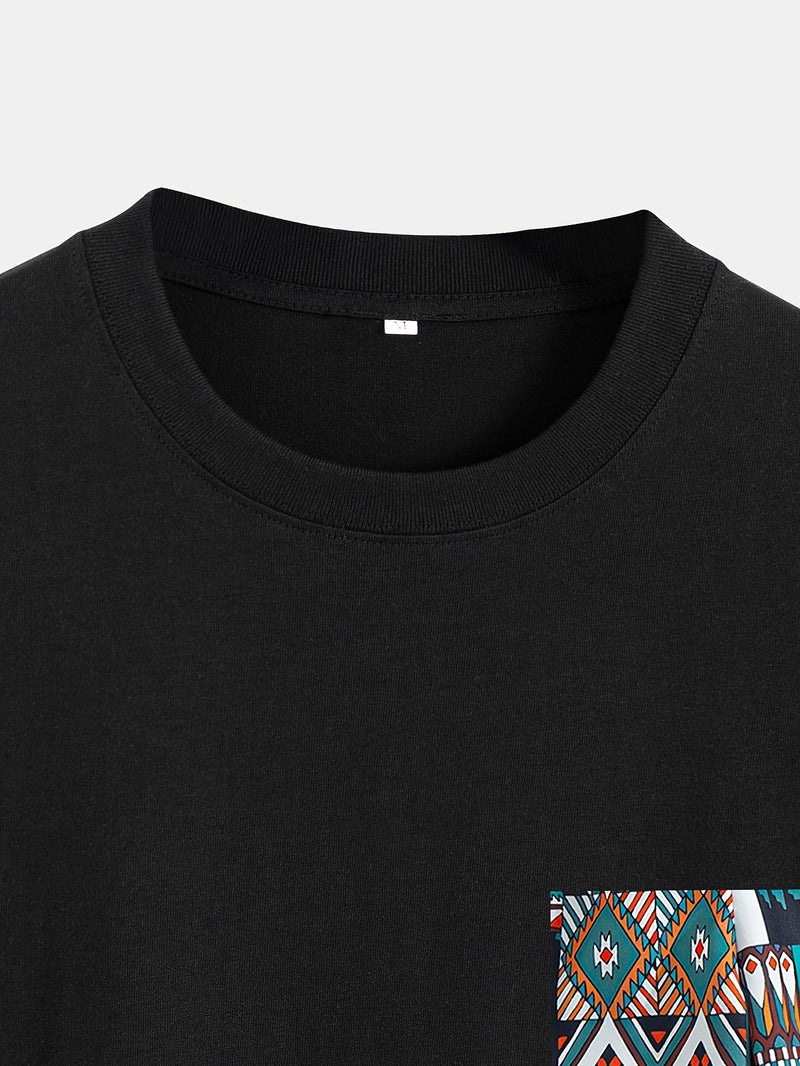Men’s Short Sleeve T-Shirt with Random Print Pocket.