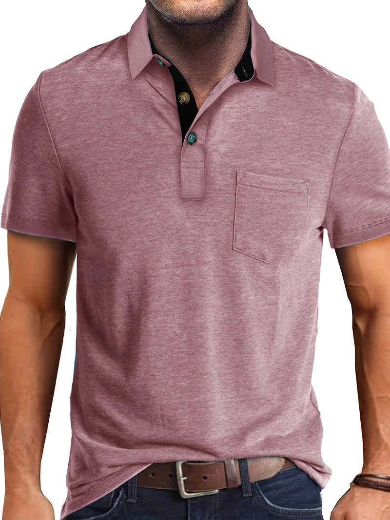 Men's Plaid Collar Pocket T-shirt.