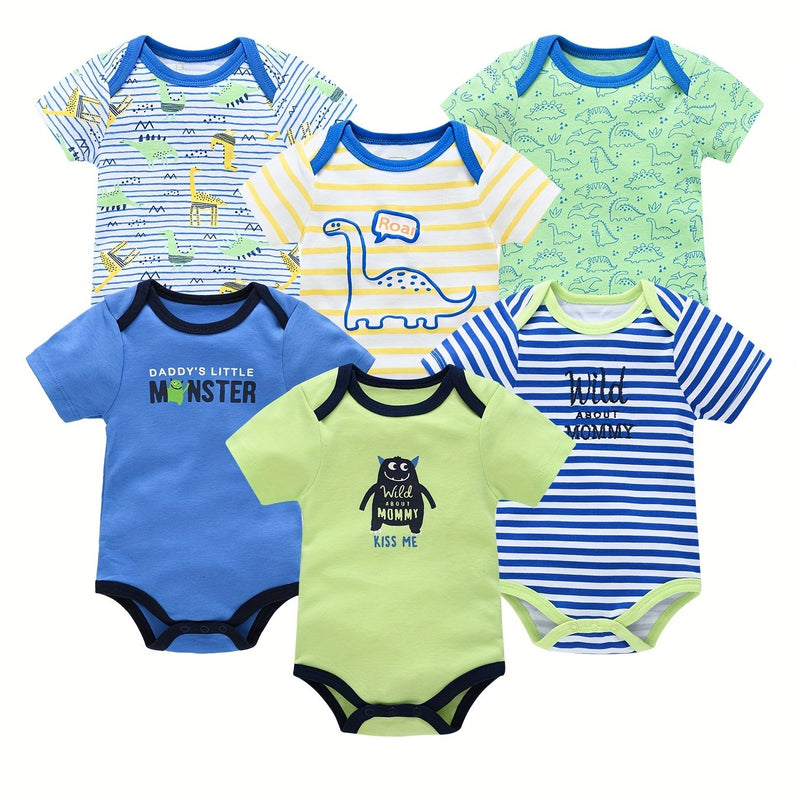 6pcs Newborn Baby Short-Sleeve Onesies.