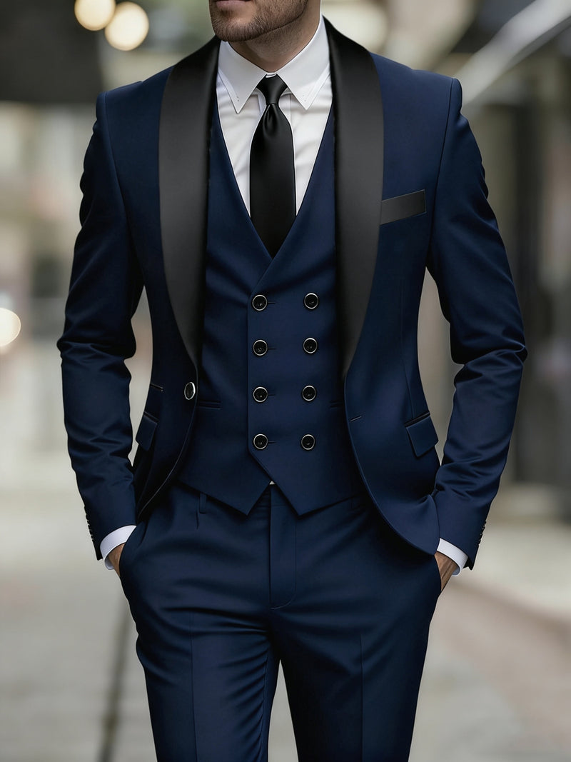 Business Style Men's 3pcs Suit Set with Suit.