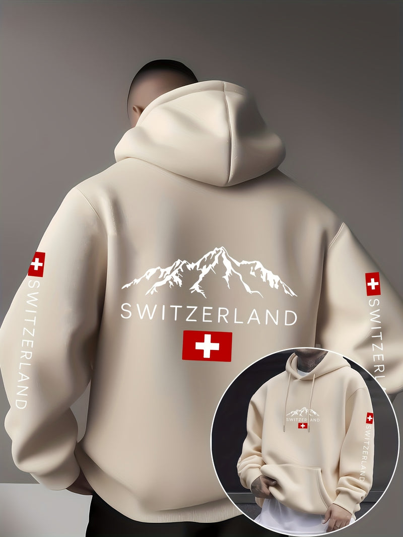 Men'S & Women'S Swiss Flag & Matterhorn Mountain Graphic Hooded Sweatshirt.