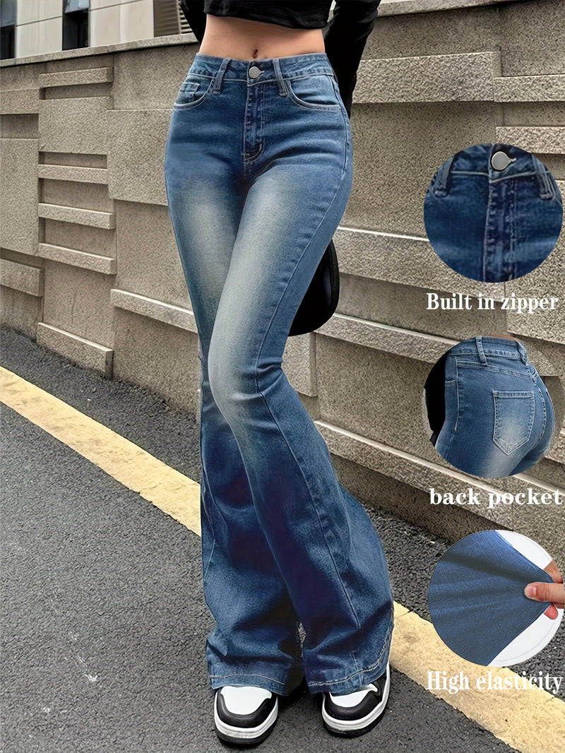 Women's High-Stretch Retro Flare Jeans.
