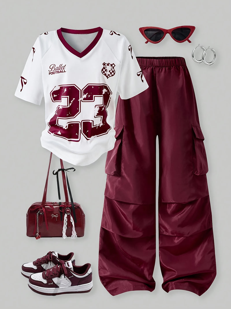 Women’s Fashion Casual T-Shirt and Pants Set.