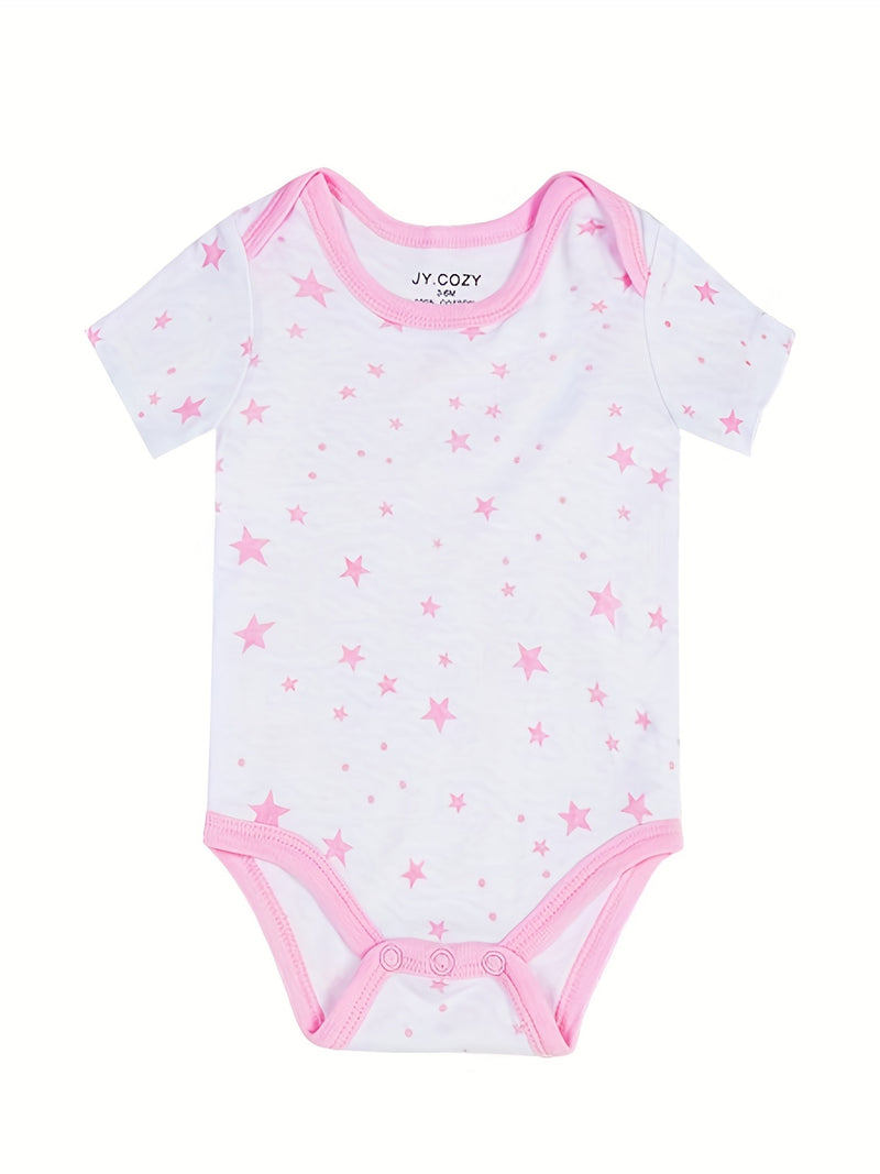 5pcs Baby Bodysuit Set with 5 Pairs of Newborn Pants, Girls Clothing Outfit.