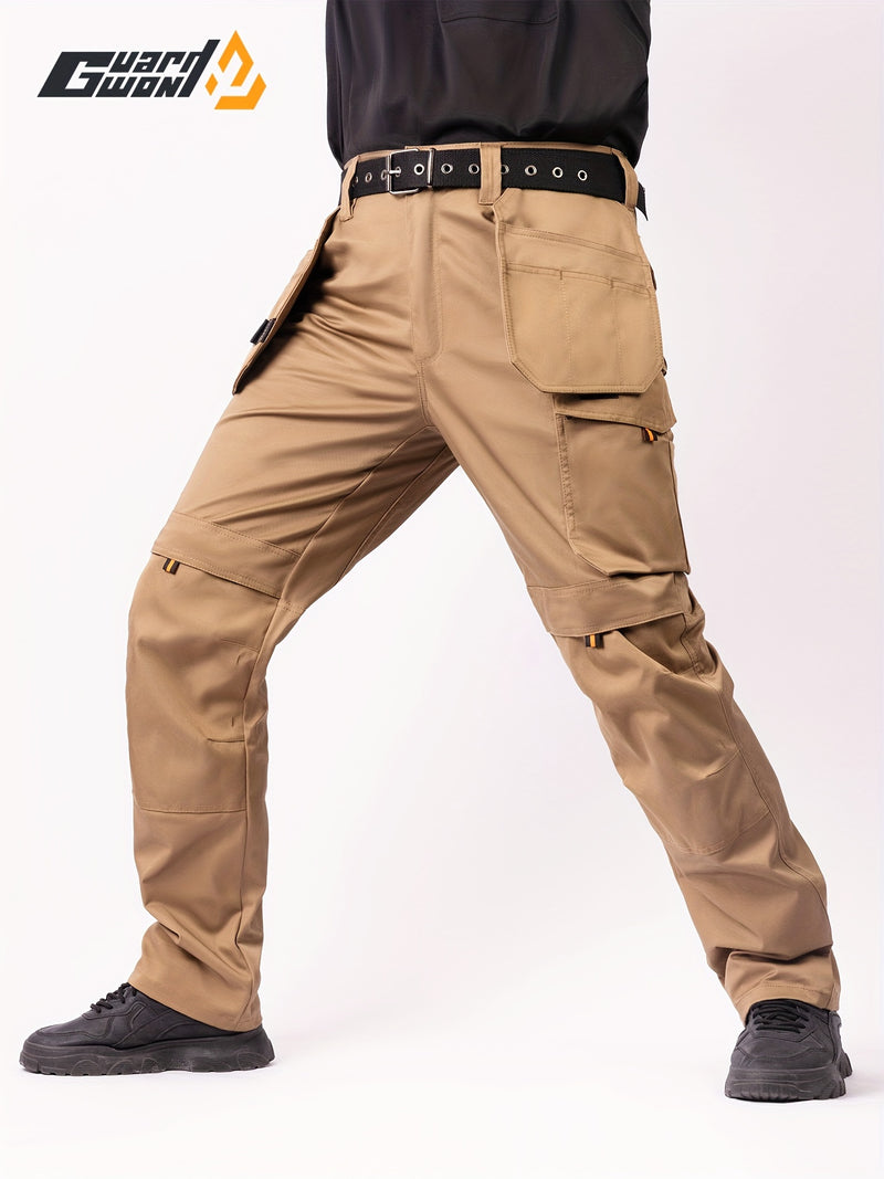 Men's Elastic Cargo Pants with Multiple Pockets, All-Season Style.