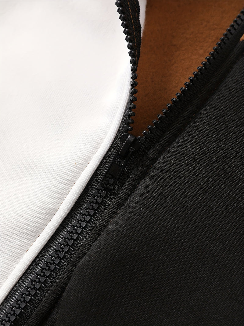 Men's Autumn And Winter Zip-Up Long Sleeve Sweatshirt And Long Pants Set.