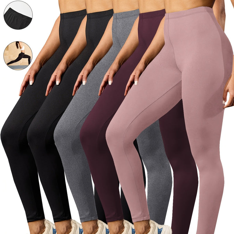 Set of 5 Ultra-Soft Athletic Leggings for Women, Designed for Workouts.